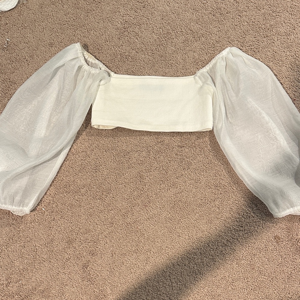 Cider Cream Sheer Sleeve Blouse